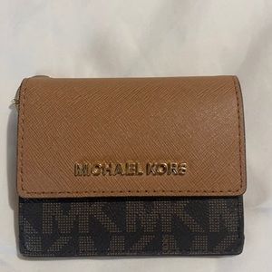 Michael Kors Brown Leather logo wallet ID holder